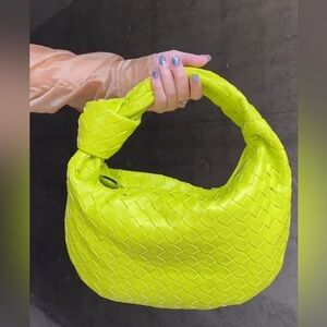 Auth Bottega Veneta BV Jodie Teen Bag Intrecciato Hobo Bag Acid Kiwi EUC!